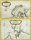 The map of the part of the Arctic Ocean including the New Land and the Samoyed coast. The map of the strait of Vaygach or Nassau. France, Paris. 1758. Copperplate engraving, watercolor. Paper verg. Off-print: 23 x 37 cm. Sheet: 24.5 x