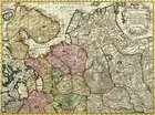 The new map of Muscovy. Northern part. Holland, Amsterdam. Early 18th century. Copperplate engraving, watercolor. Rag paper. Off-print: 42 x 56 cm. Sheet: 52 x 63 cm. Compilers: R. and J. Otten