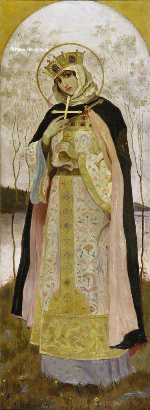  M.Nesterov 1862-1942 St. Princess Olga, 1892 Oil on canvas, 104 x 40 cm