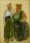  A. Bychkova-Koltsova 1892-1985 The Family Scene, 1930 Gouache on cardboard, 52.5 x 37 cm